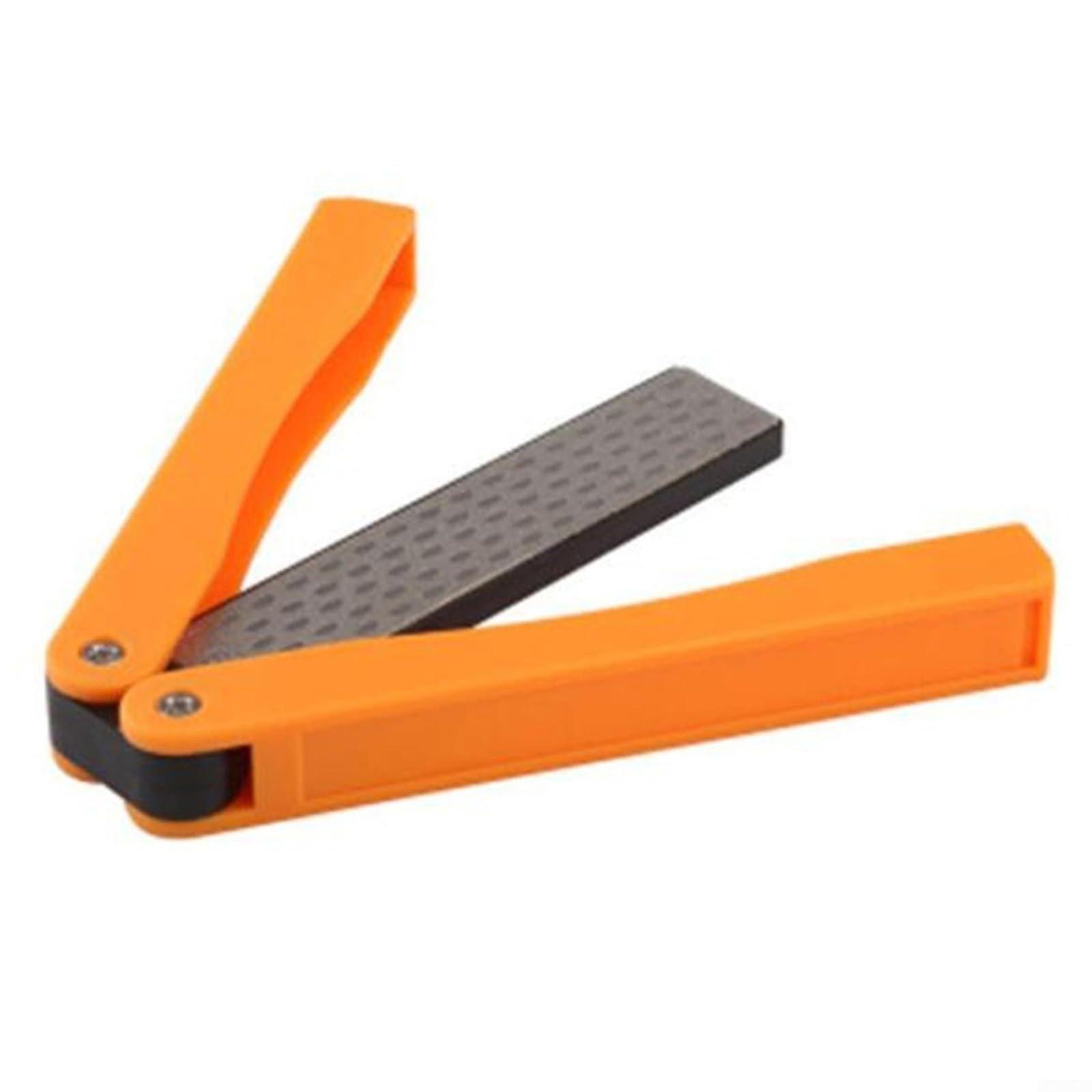 Folding Pocket Size Blade Sharpener Coarse Fine Grits Tool (Orange)