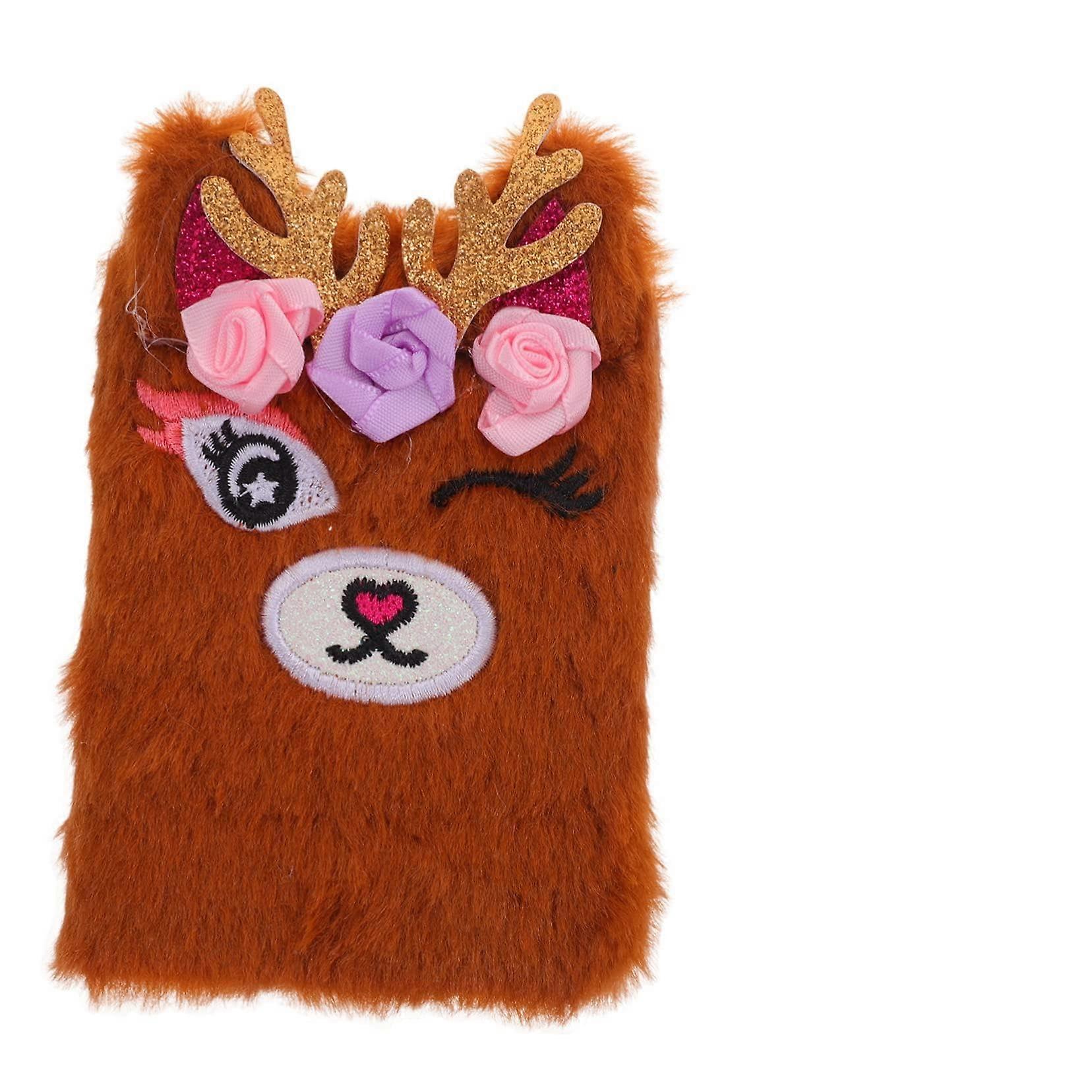 Mini Notebook Lined Notebook A6 Fluffy Kids Diary Cartoon Design Notebook for Daily Use Plush