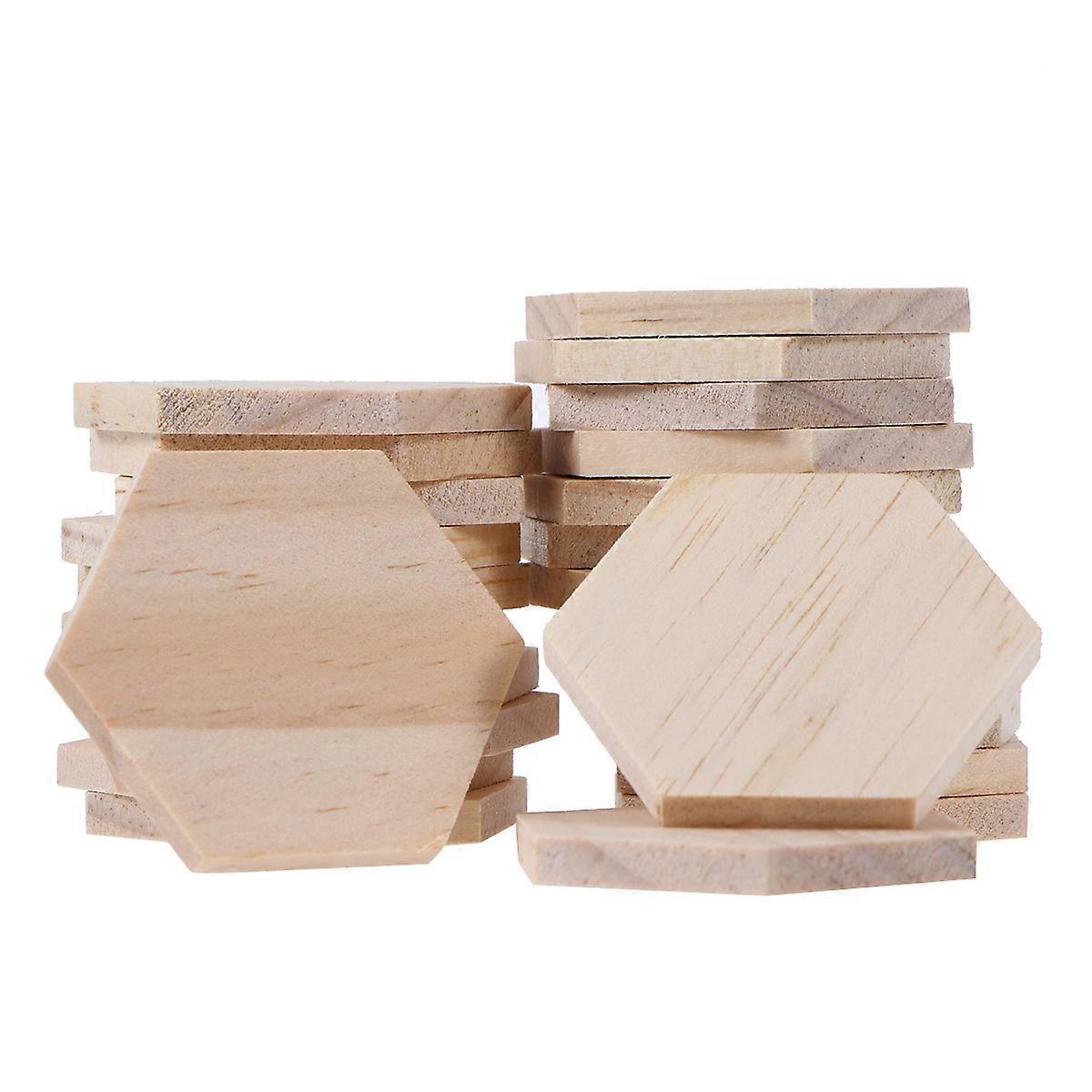 Decorative Wood Slices for DIY Projects and Home Decoration Hexagon Shaped Smooth Surface 5 CM