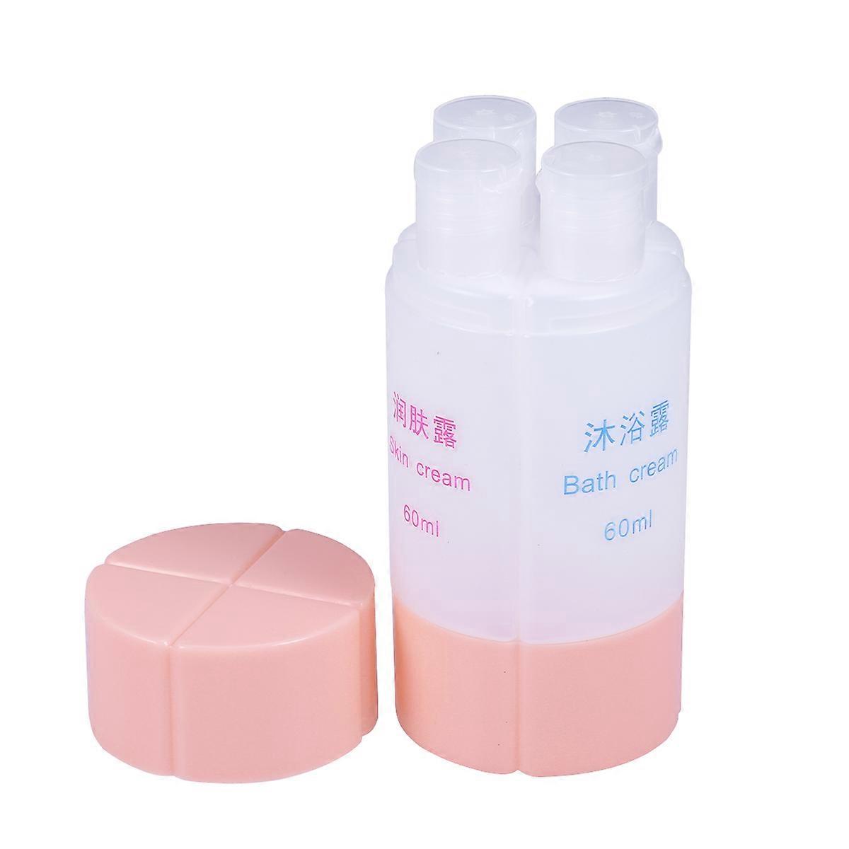 Travel Squeeze Bottles 4-In-1 Travel Bottle Set For Shampoo Lotion Soap 60ml Pink Refillable 1Pcs