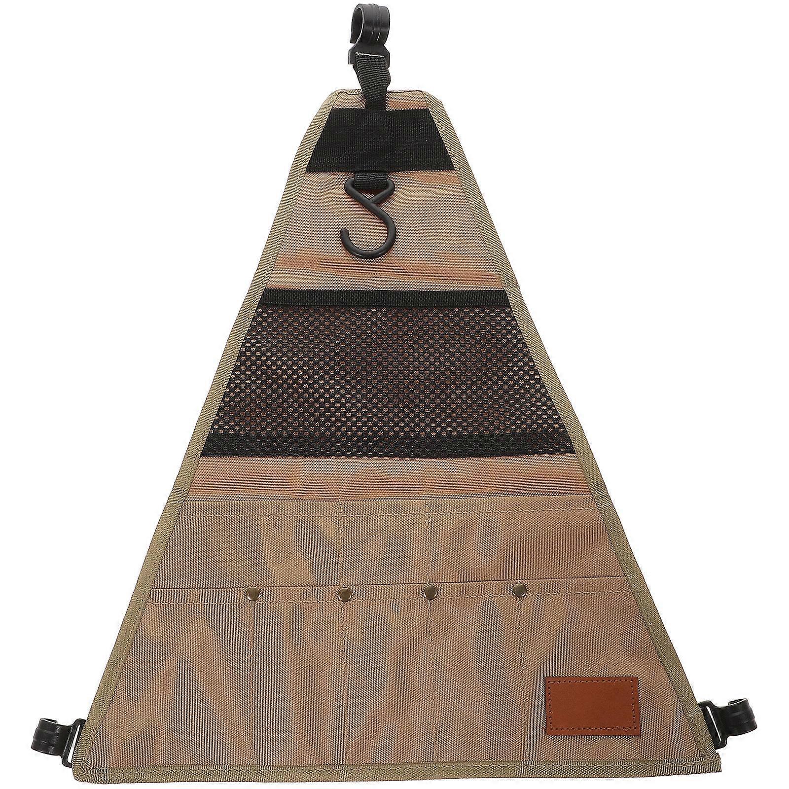 Outdoor Camping Triangular Tableware Organization Bag In Khaki Color 39x33.5cm Suitable For Adults 1Set