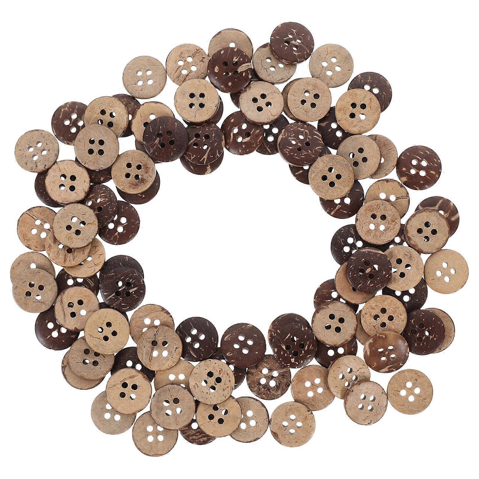 100Pcs Unique Coconut Shell Buttons For DIY Sewing Accessories Perfect For Clothing Bags And Handmade Crafting Projects In Raised Pattern