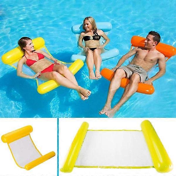 (Yellow) Multifunctional Floating Hammock, Inflatable Pool Float 4-in-1, pool toy