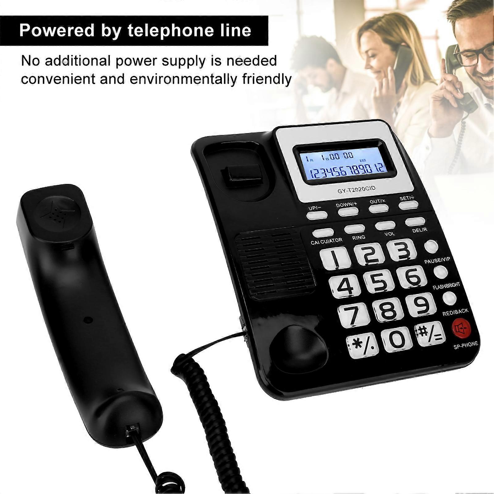 Wired Telephone GY-T2020CID with Caller ID Speaker Black ABS