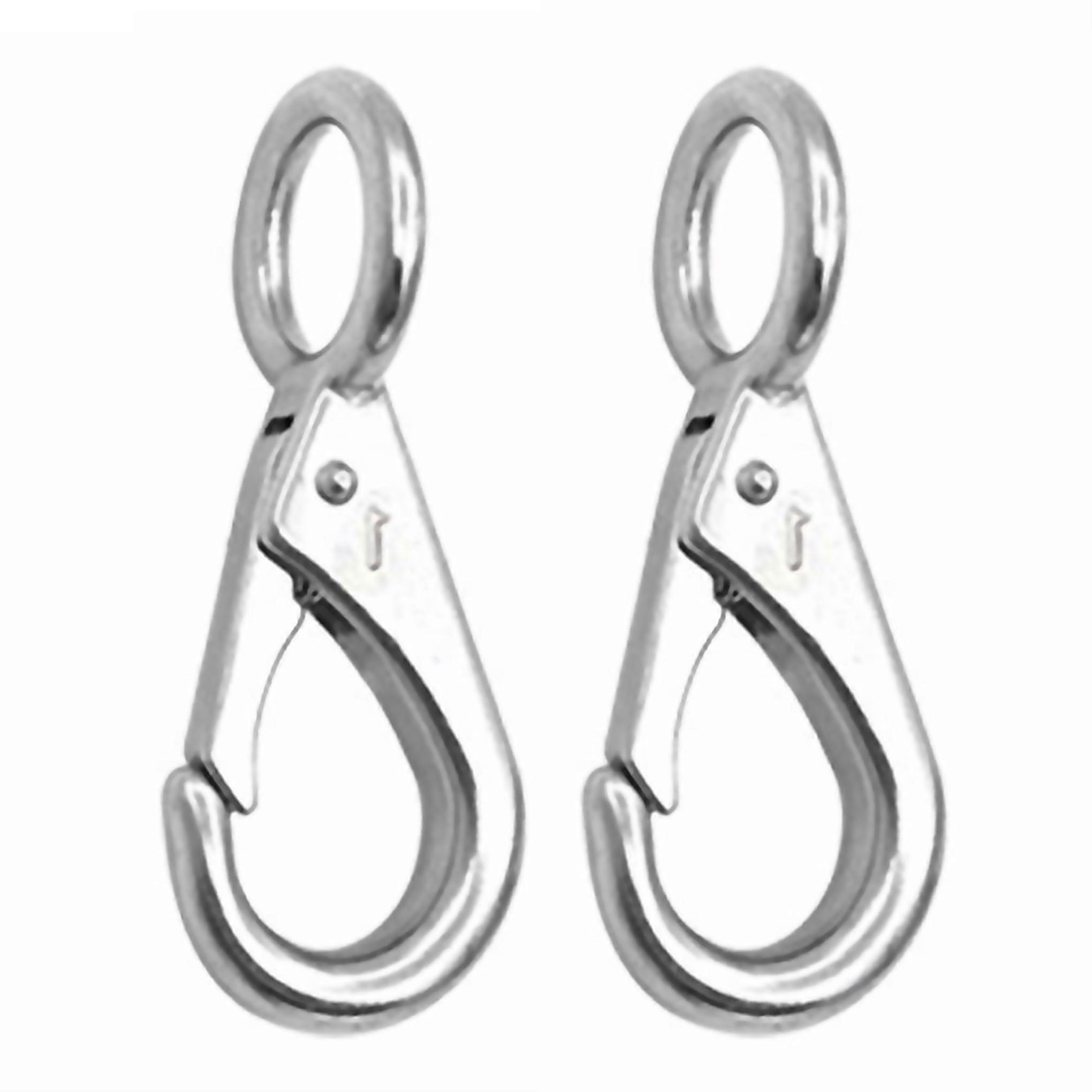 For 2pcs Stainless Steel 316 Rigid Loaded Fixed Eye Spring Clip Snap Hook