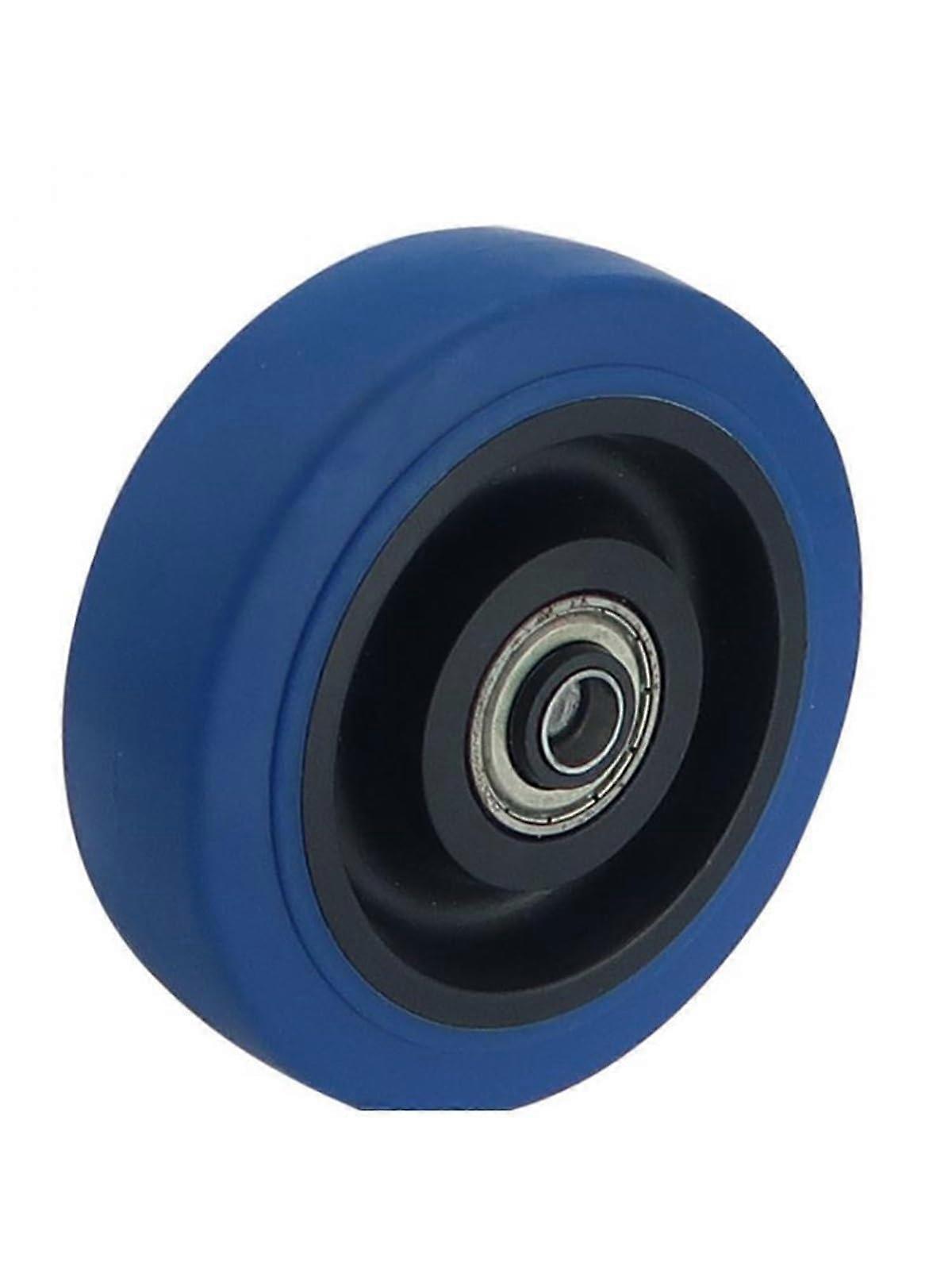 5 Inch Roller, Medium Blue, Elastic Wheel, Single Mute Flat Trolley, 1 Piece (Color : 3 inch)