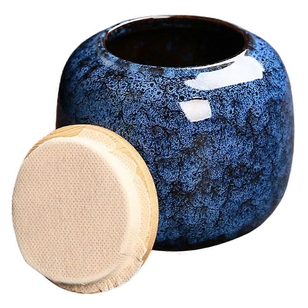 Airtight Tea Storage Jar Round Ceramic Food Container Blue Storage 1Pack