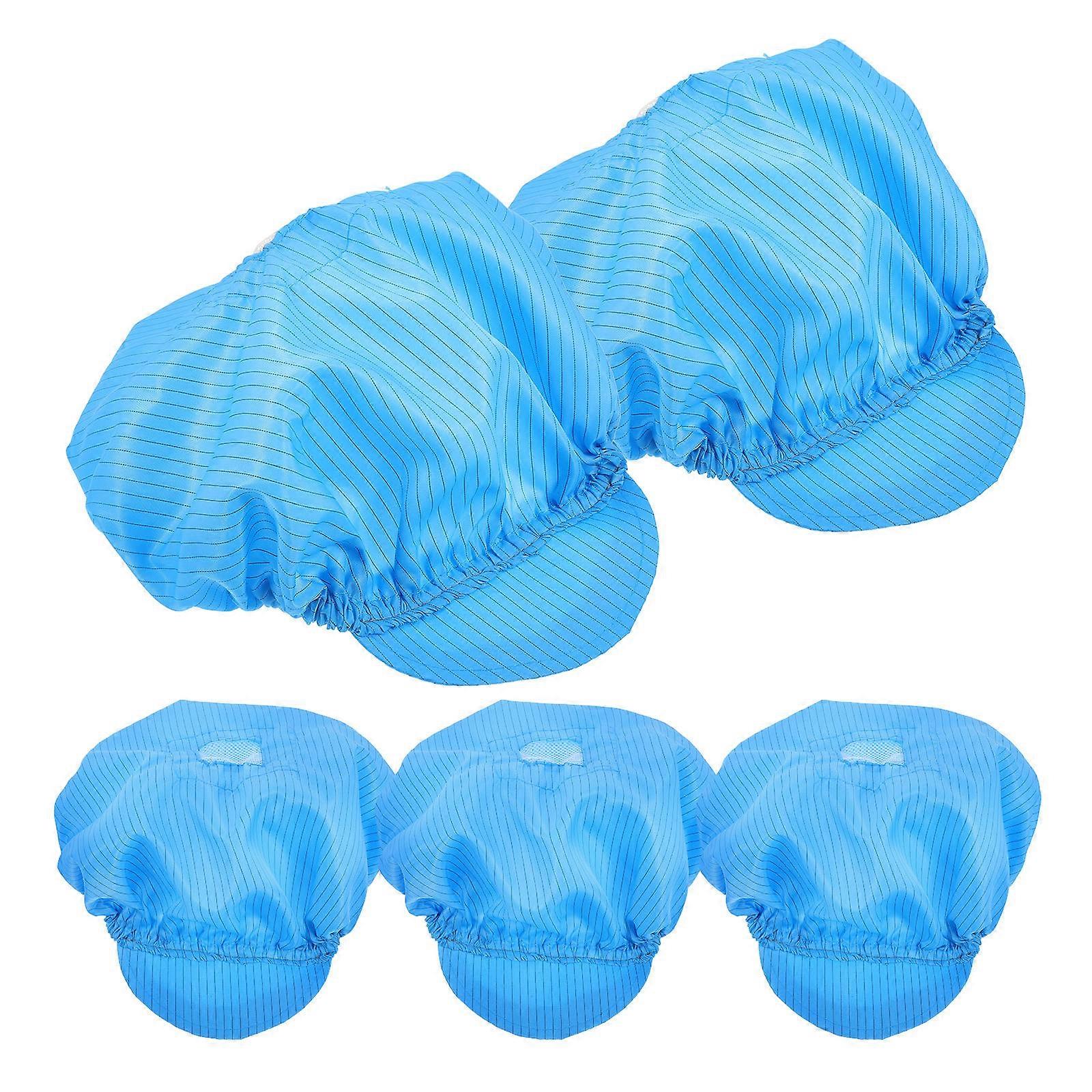 Dustproof Anti-Static Cap Working Hat for Protection Use 5Pcs Blue