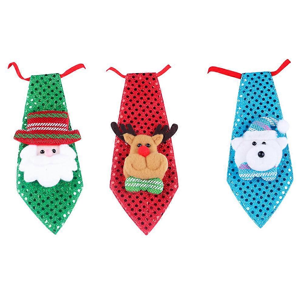 Novelty Tree Decorations Christmas Glowing Tie Sequin Design For Adults Kids 20x8cm 3Pcs