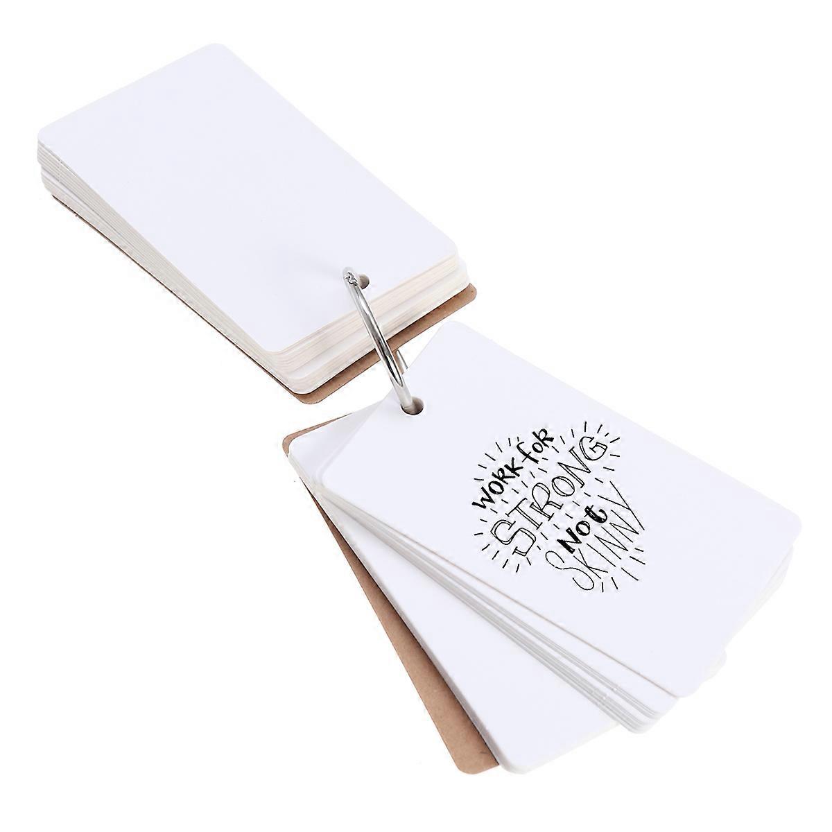 50 Pages Binder Ring Easy Flash Kraft Paper Study Cards Bookmark DIY Greeting Index (White)