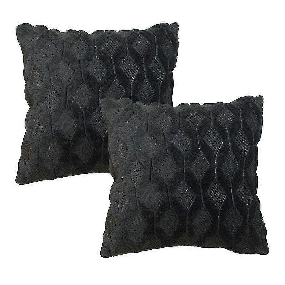 Set of 2 Navy Boho Throw Pillow Covers 50x50cm - Soft Plush Decorative Cushion Cases for Home Couch & Bed Decor