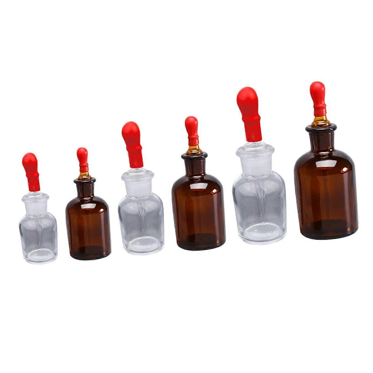 6pcs Glass Dropper Bottles Laboratory Reagent Containers for Essential Oils Crafting and Storage and Reusable Bottles Smooth Base