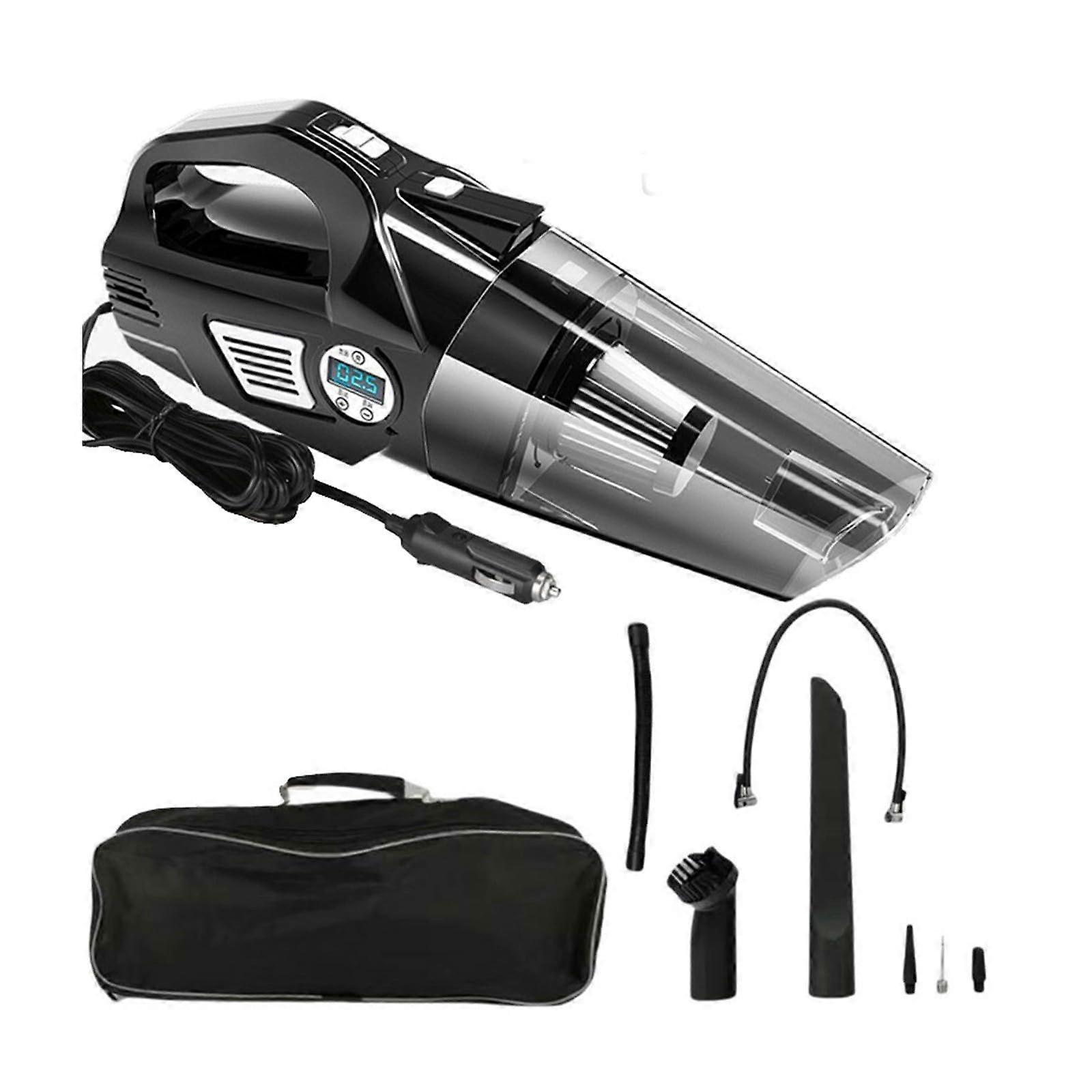 4 In 1 Car Cleaner Tire Inflator 12V Handheld Vacuum With Tire Pressure Gauge Flashlight Portable Vacuum Power Car Inflator