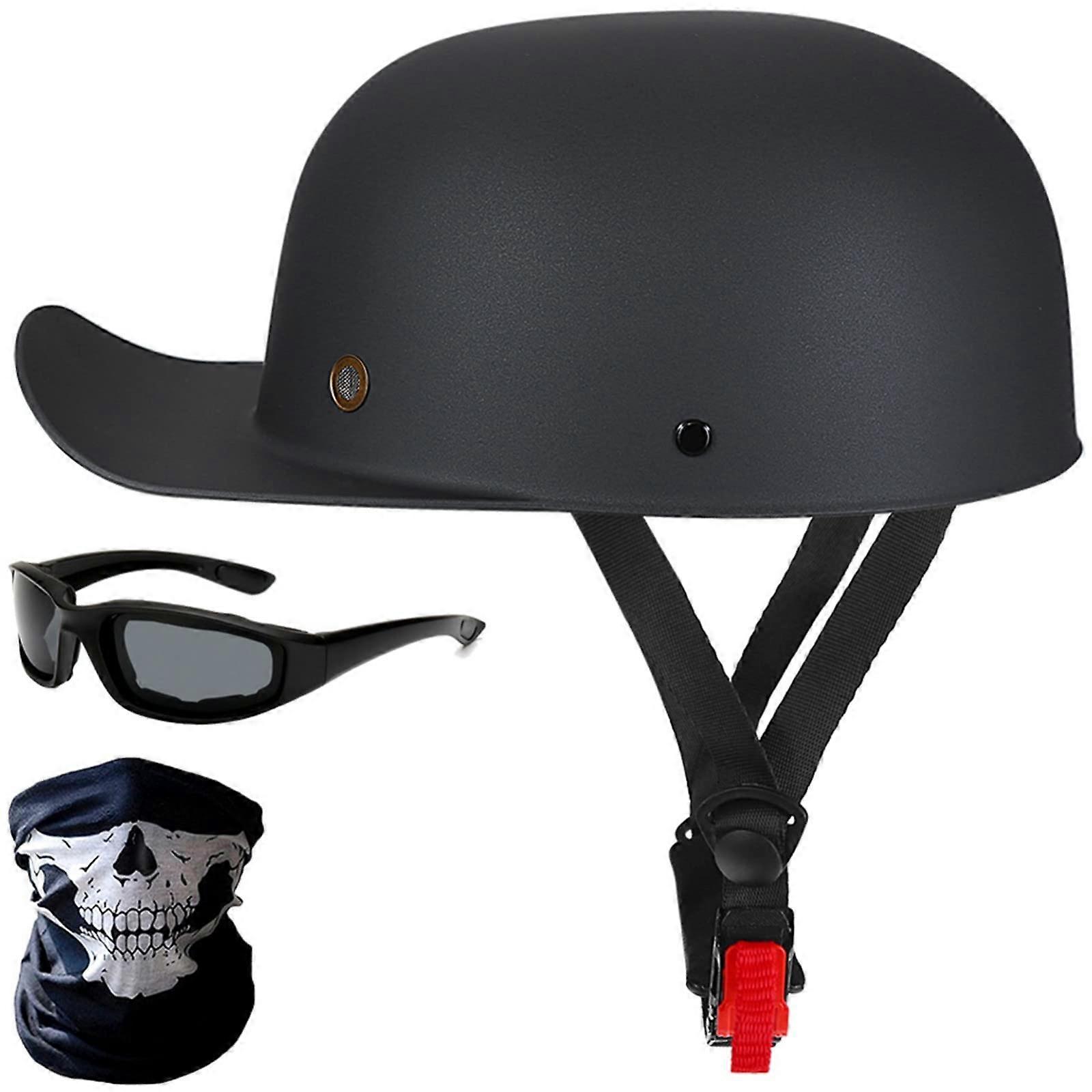 Retro-Mode Summer Baseball Cap With Open Face For Chopper Cruiser Street Scooter Moped DOT ECE Certified Skull Hat G M 55-57 cm