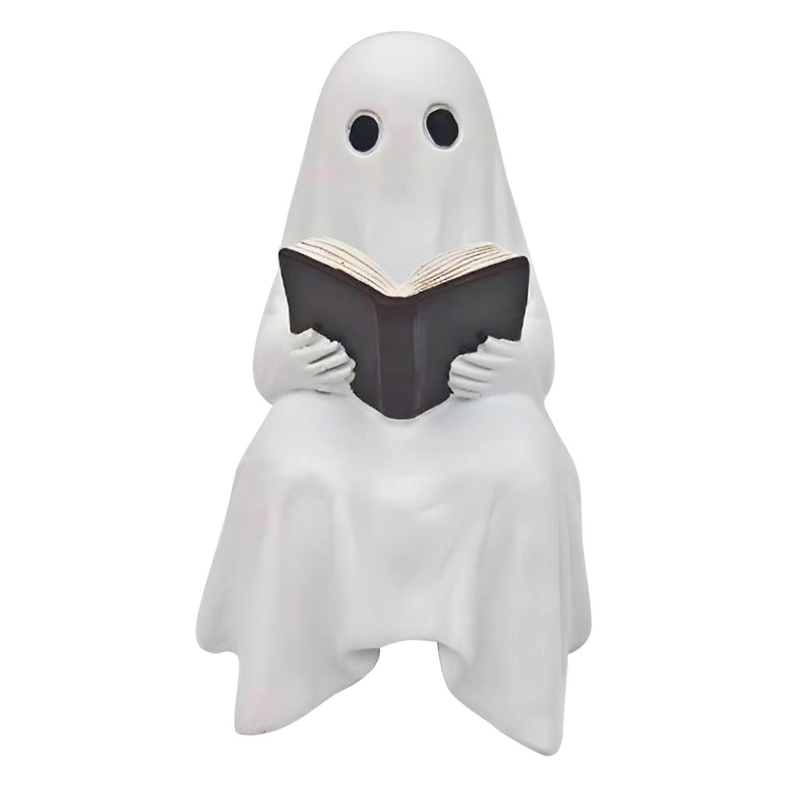Halloween Decorations Ghost Statue Cute Mini Ghost Figurine with Book