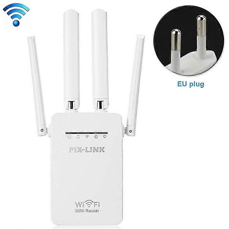 Wireless Smart WiFi Router Repeater with 4 WiFi Antennas EU Plug White
