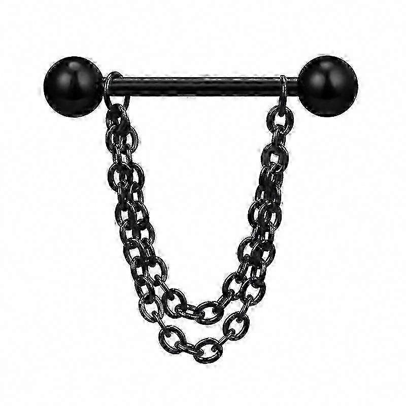 Fashionable Multilayer Chain Drop Nipple Bar Ring Body Piercing Jewelry Set