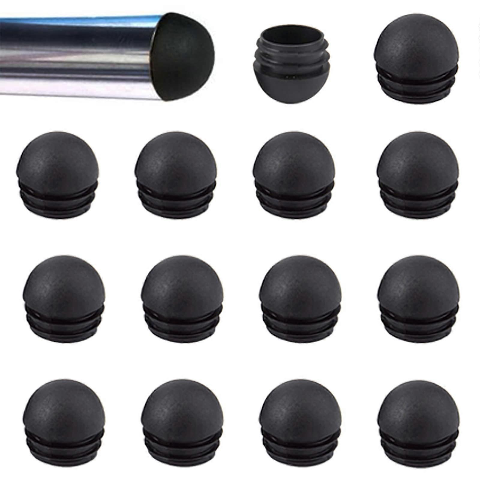 25 mm Lamellar Plugs with Ball Head Black for Round Tubes Table Chair Shelf Insert Finishing Plug Pack of 50