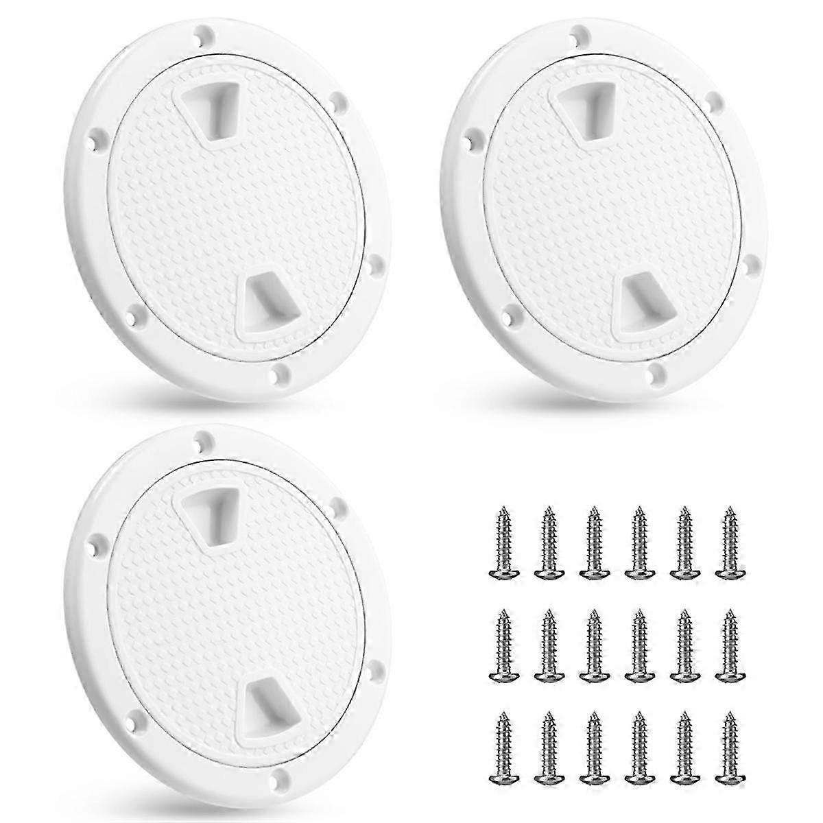 Κάλυμμα καταπακτής επιθεώρησης σκάφους - 3 Pack Λευκή κυκλική αντιολισθητική αποσπώμενη καταπακτή καταστρώματος με βίδα για εξαρτήματα σκαφών