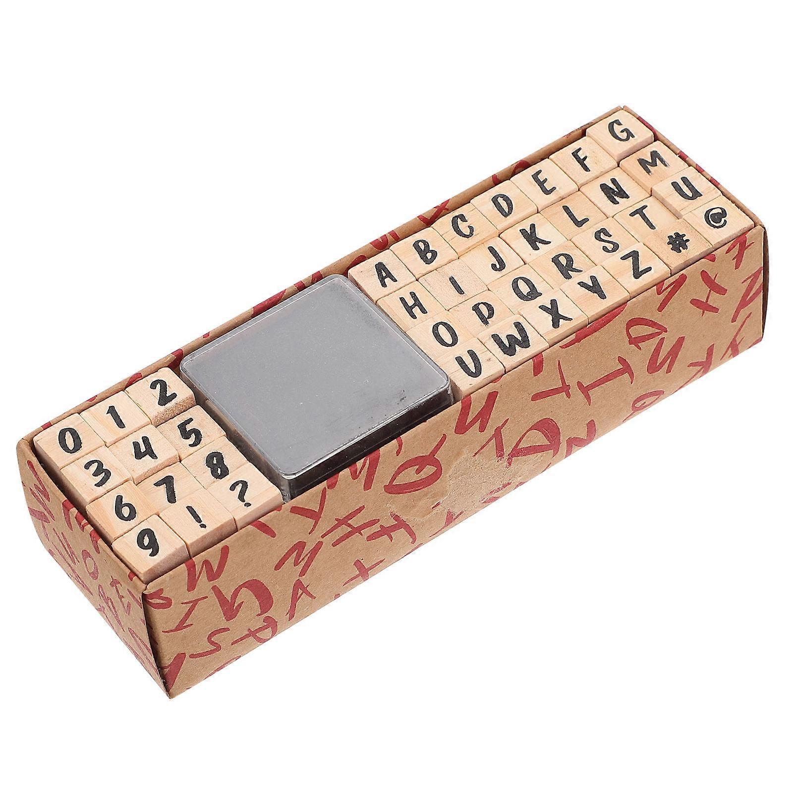 Wooden Multi Surface Stamp Set with Alphabet Seals for DIY Crafting, Cards, Scrapbooking and Decor