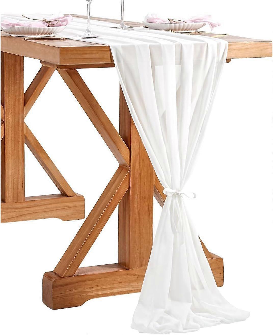 White Table Runner Wedding Chiffon Table Runner 27x120 Inches Long Table Runners