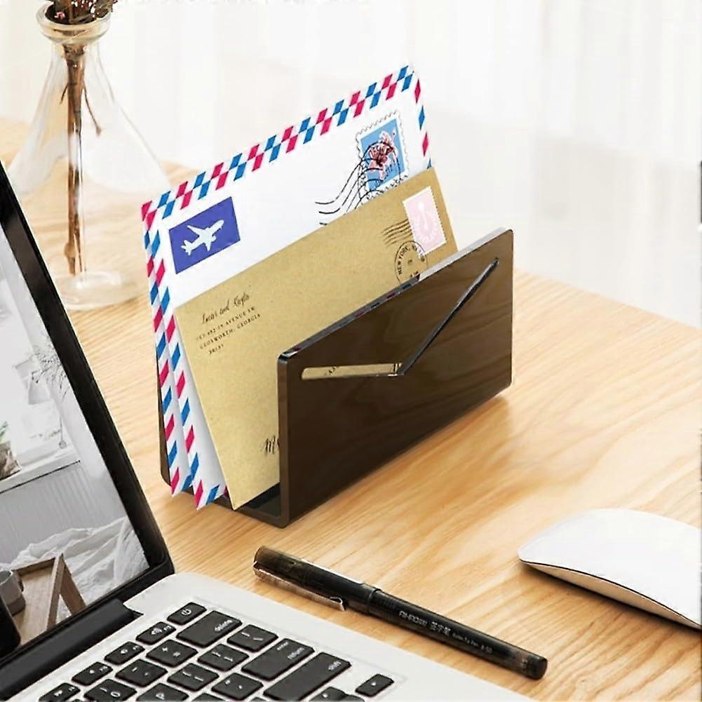 Mail Sorter Acrylic Organizer For Letters, NonSlip Desk Organizer, Sturdy, Keeps Desk Tidy, Black