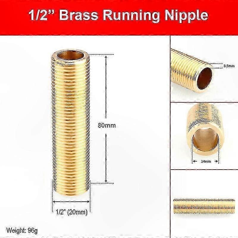 Mamelon de tuyau en laiton robuste de 1/2 pouce avec filetages coupés avec précision pour la plomberie et les raccords
