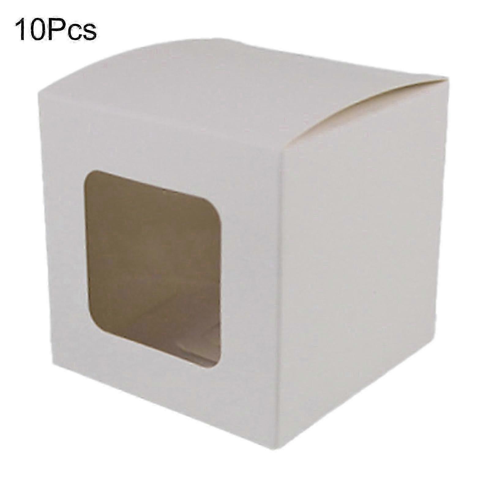 10pcs Eco-friendly Paper Gift Boxes with Window - Multifunctional Party Supplies-10cm-White
