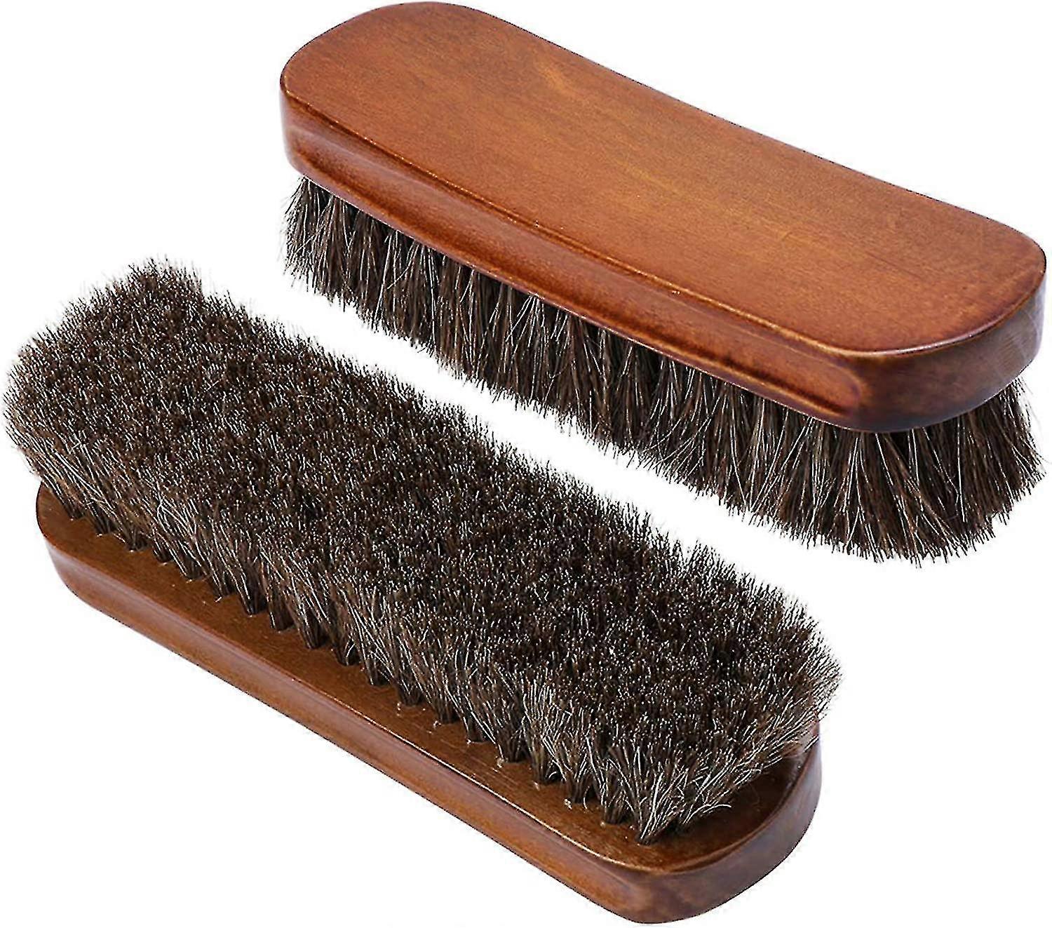 Shoe brushes, 2 pieces, made of horsehair, soft, durable and multi-functional