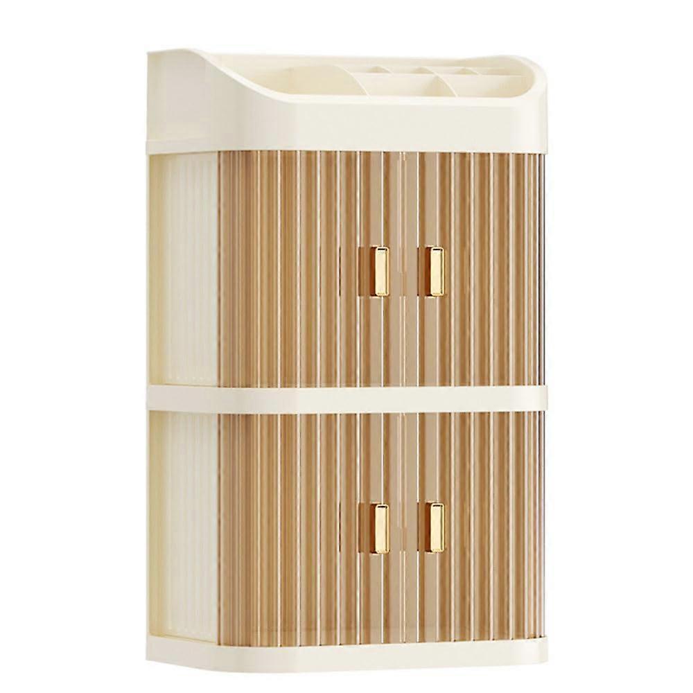 Cosmetics Storage Box Makeup Organizer Sliding Door Desktop Storage Cabinet Dustproof Dressing Box