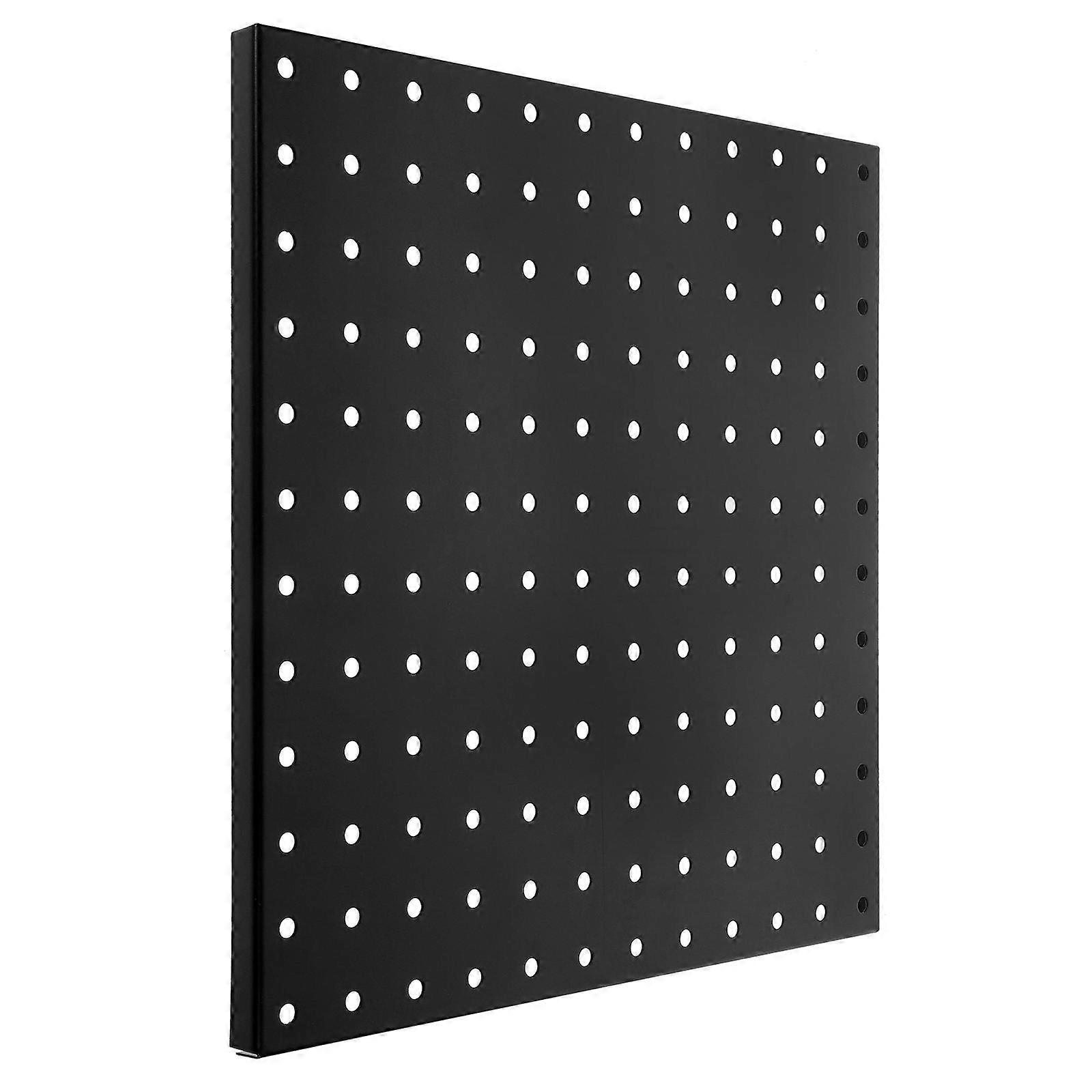 Black Metal Pegboard Panel for Wall Storage and Organization in Garage Workshop with Durable Multi