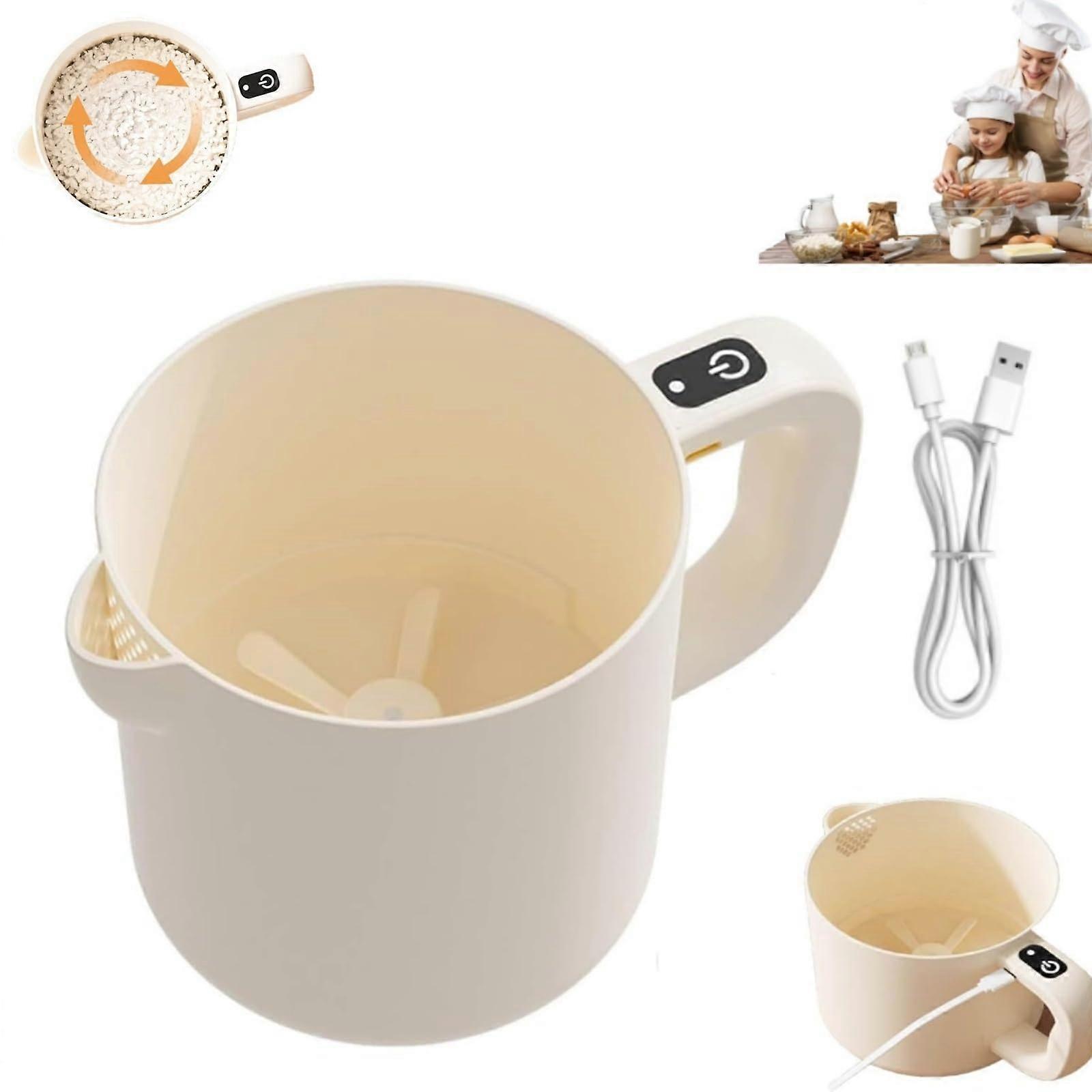 Electric Hand Mixer With Filter Plate Portable Multifunctional Egg Beater For Whisking Blending Baking And Cooking Beige