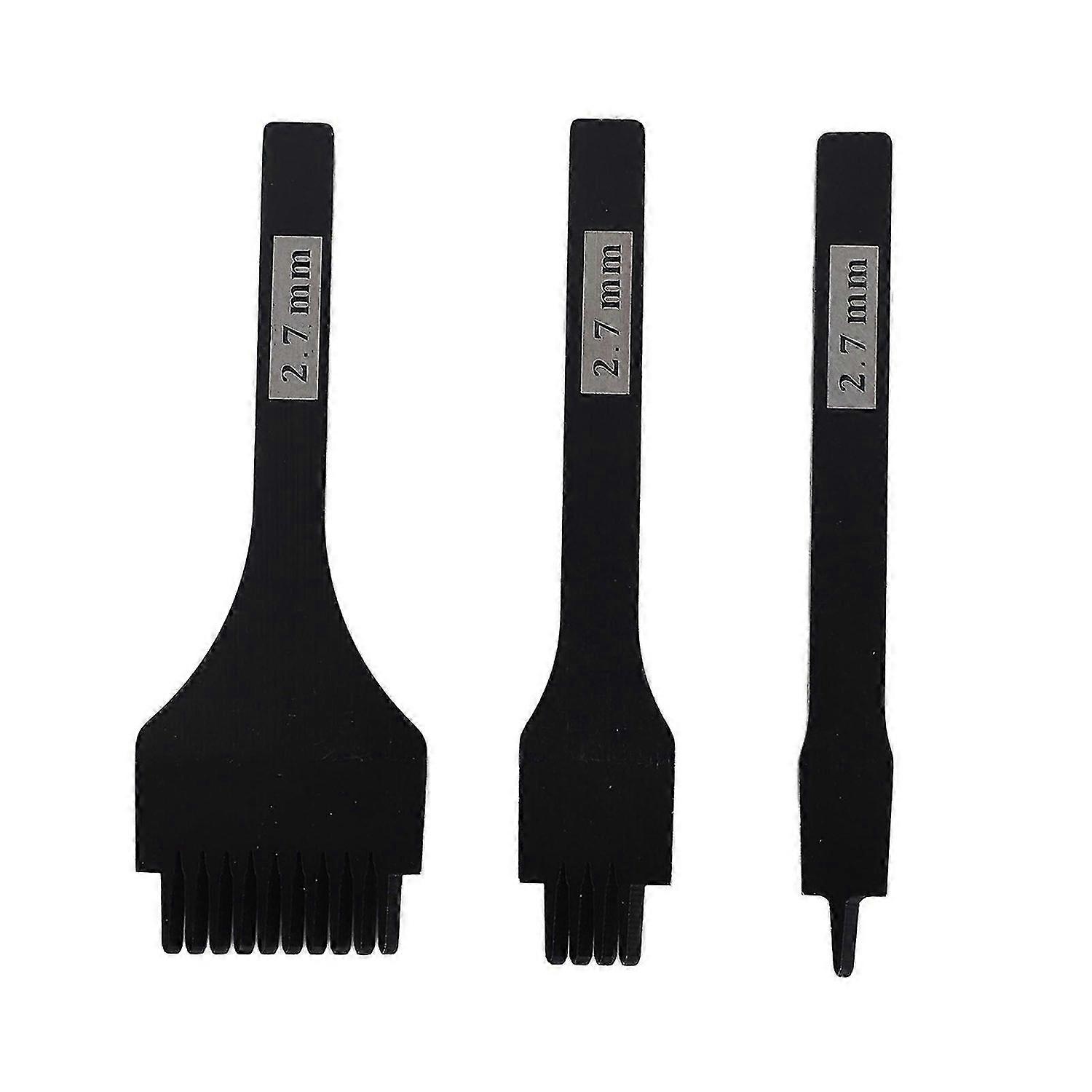 2025 Latest Model 3Pcs Leather Prong Chisel 2.7mm Black Glossy Handle Prong