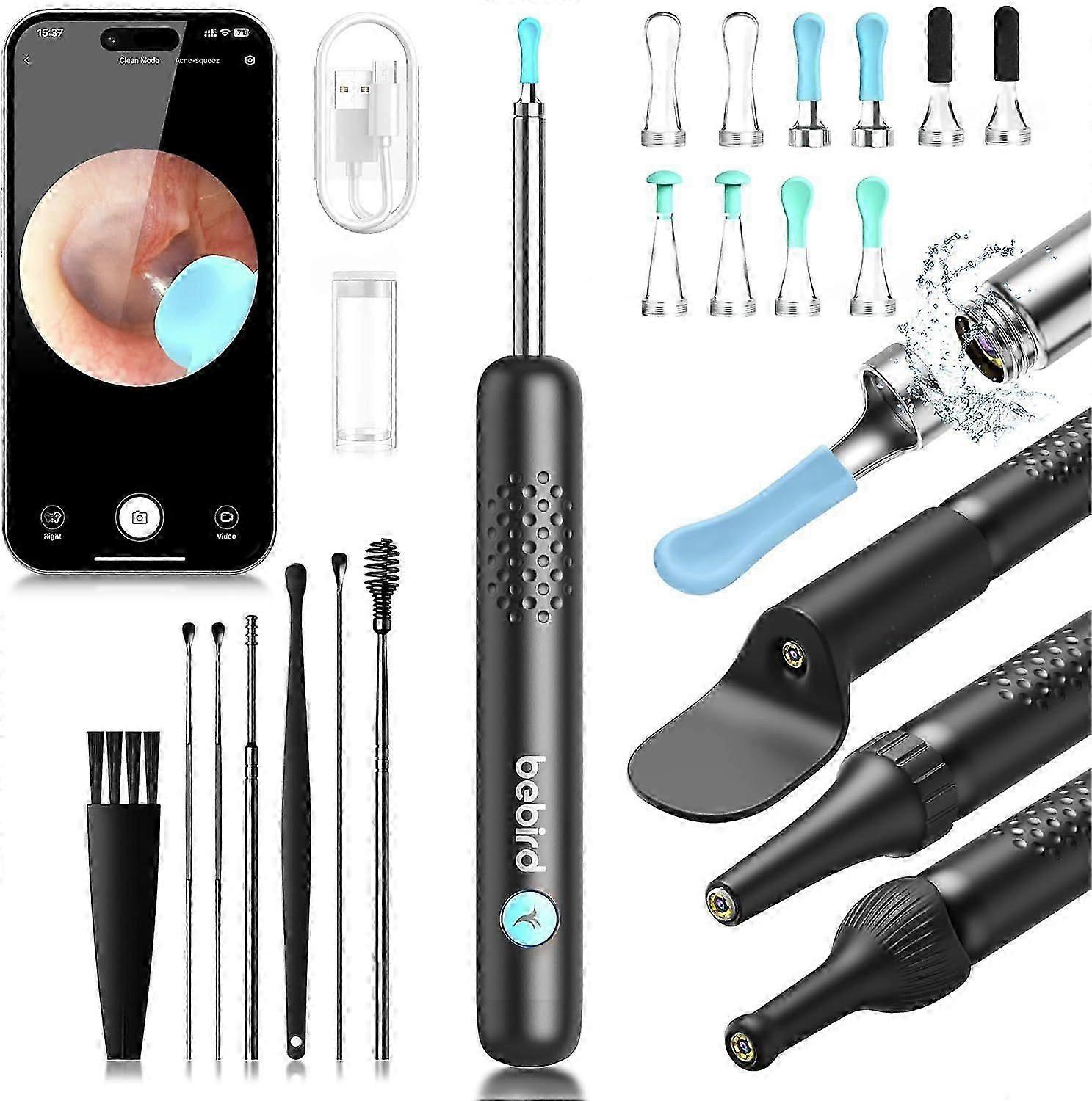 R1 Wax Removal Tool for Ear - Spade Ear Canal Cleaner with Camera 1080P Earscope, Wax Remo