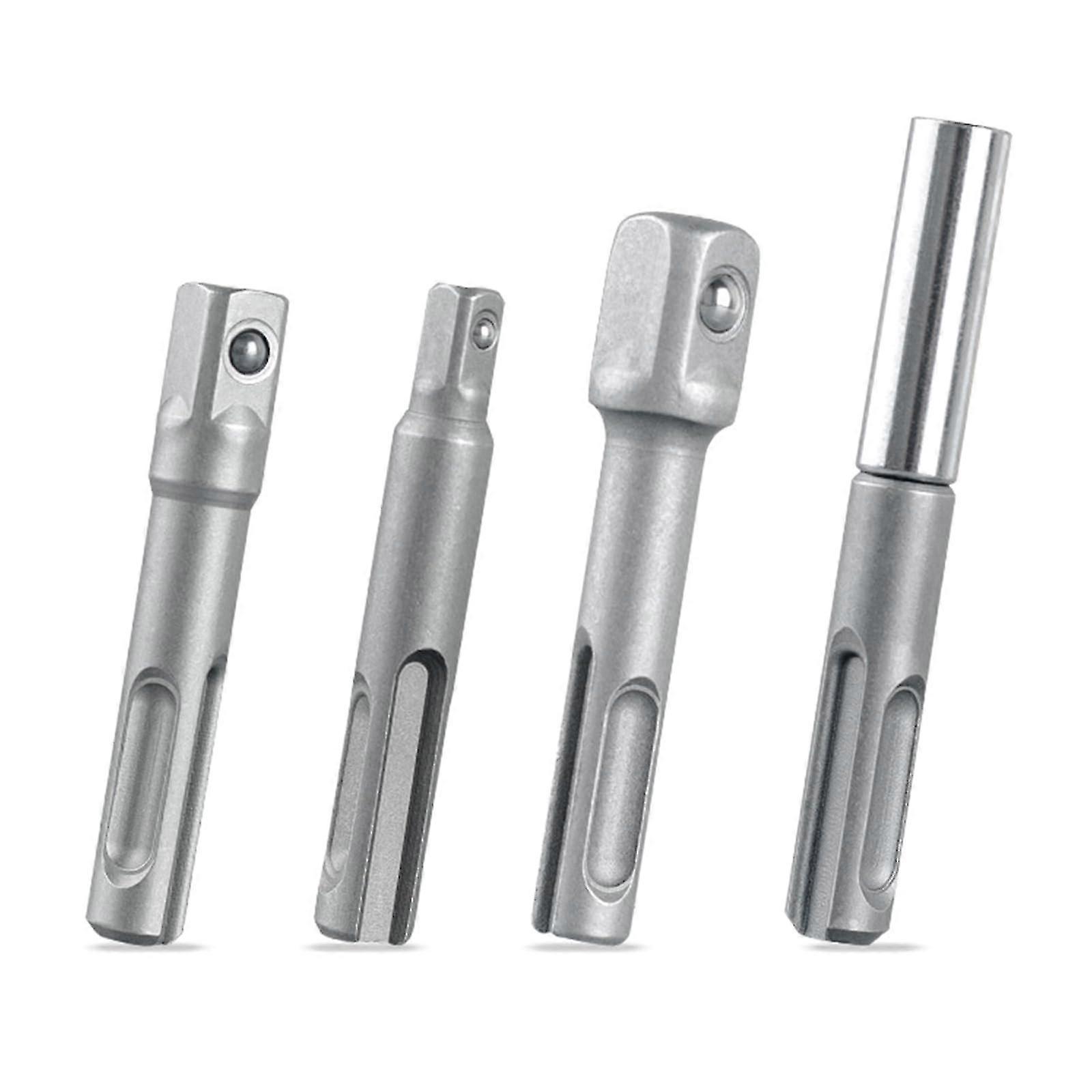 2025 4pcs Drill Socket Adapter Kits Drill Extension Bit Socket Adapter Kits 1/4 3/8 1/2inch Square Head Hexagonal Shank Drill Ref: 3157