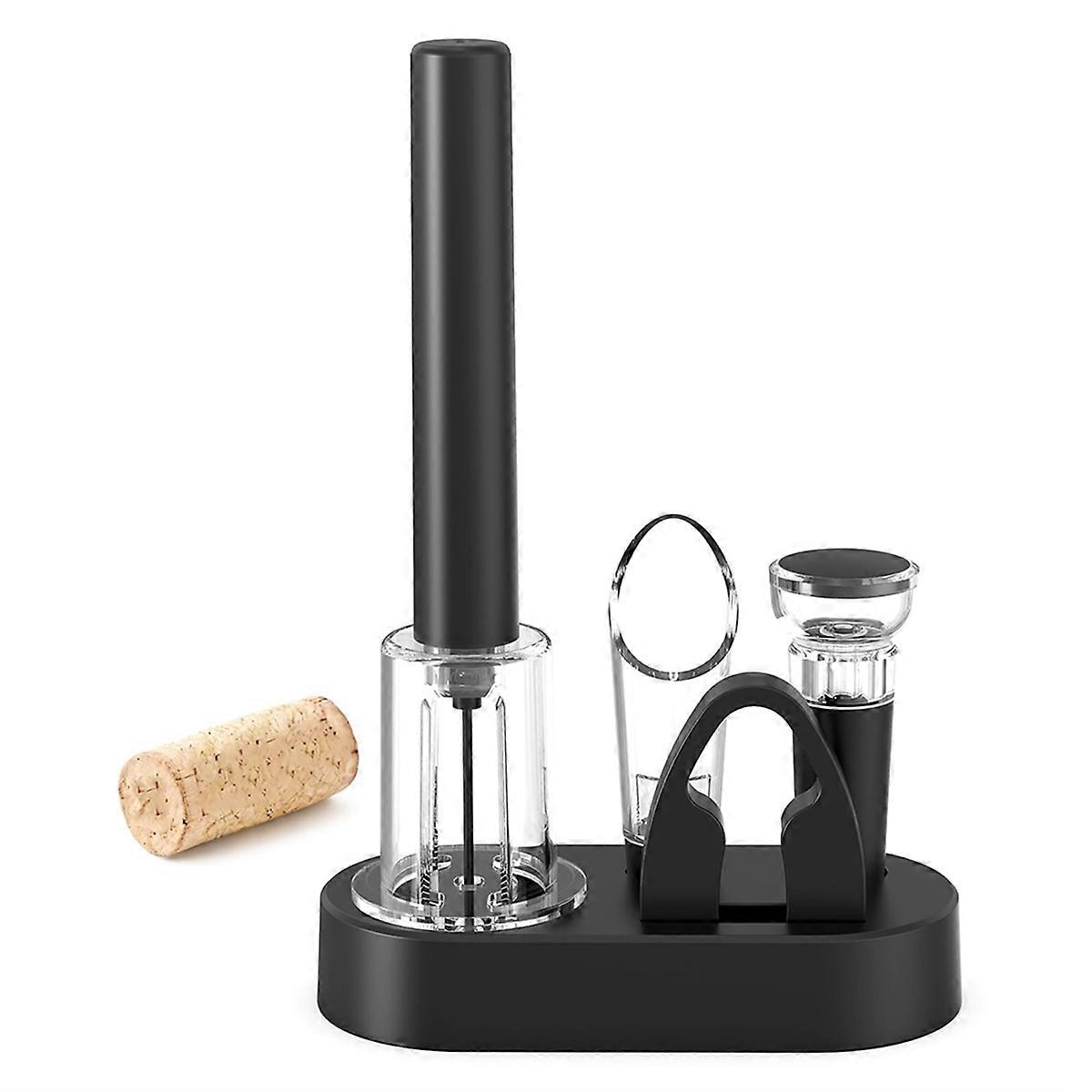 4in1 Air Pump Wine Bottle Opener Set with Foil Cutter, Wine Pourer, Vacuum Stopper and Storage Base,Gifts for Wine Lover