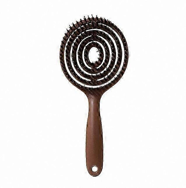 Double Layer Boar Bristle Hair Brush with Scalp Massage Function, Detangling Design, Chrome Finish