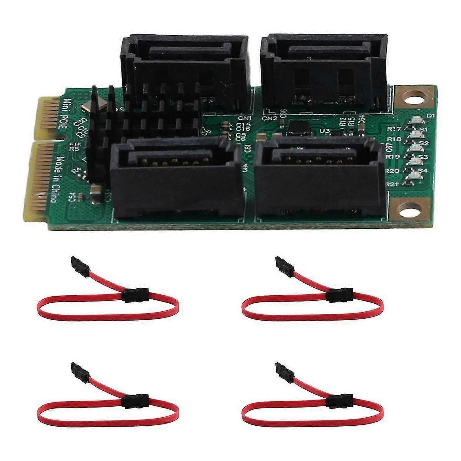 Expansion Adapter PCIE to SATA Expansion Card Full Height MPCI-E to Quad SATA HDD Interface Adapter Card for