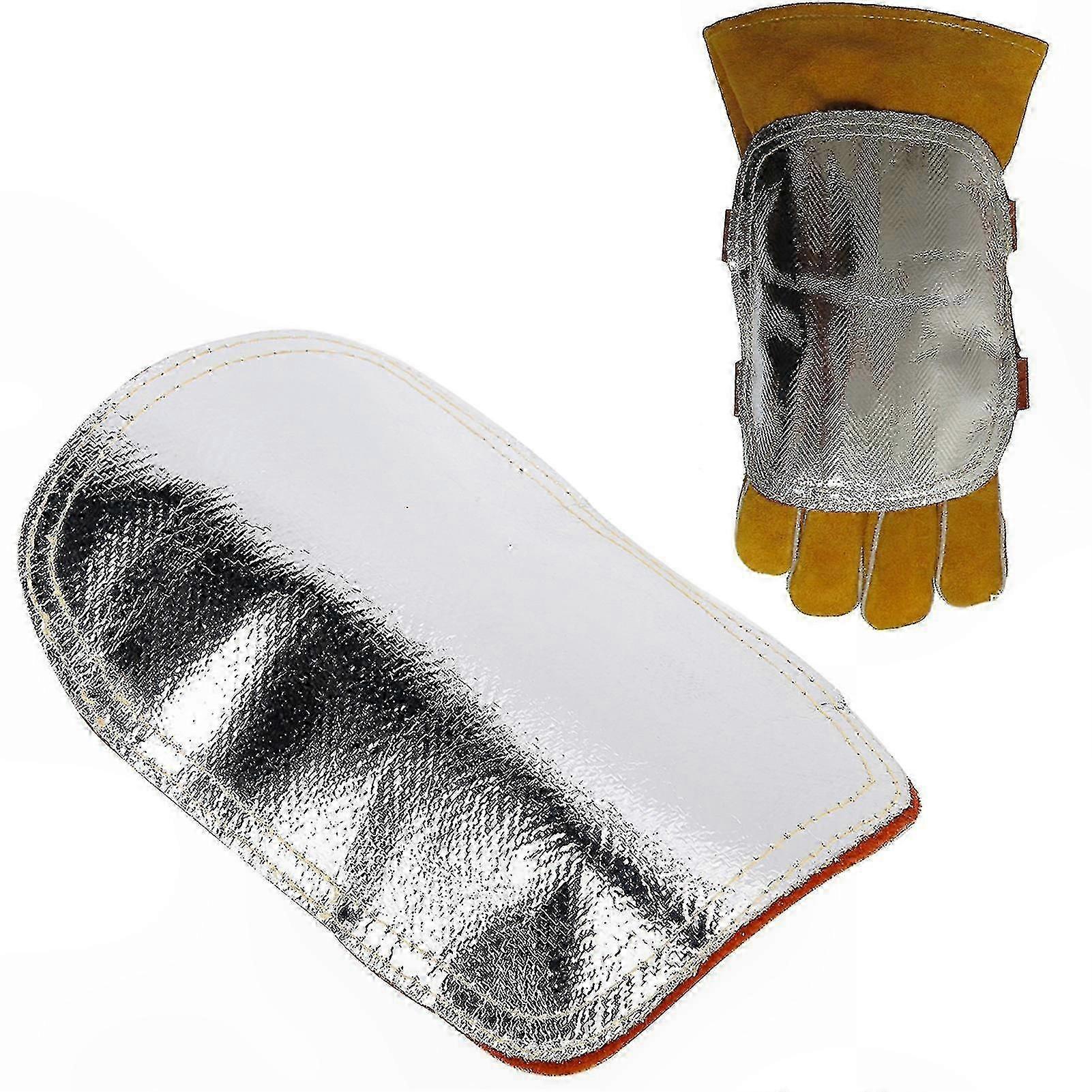 Aluminized Leather Heat Shield Welding Hand Pad with Split Cowhide Backing