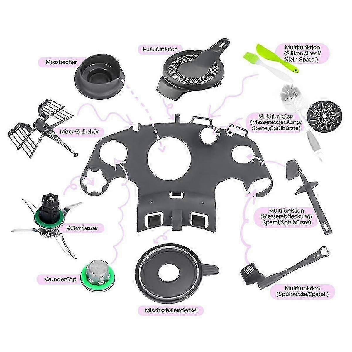 Storage Rack for TM5 TM6, Ample Space for Up to 9 Accessories, Durable Cooking Machine Organizer,2Pcs Edition 2025