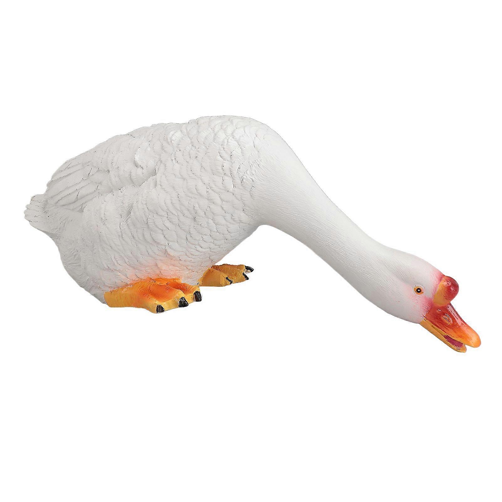 Resin Goose Statue Garden Decor Figurine Ornament for Pool Side Lawn Yard Outdoor Decoration Funny Housewarming Gift Open Mouth and Drink