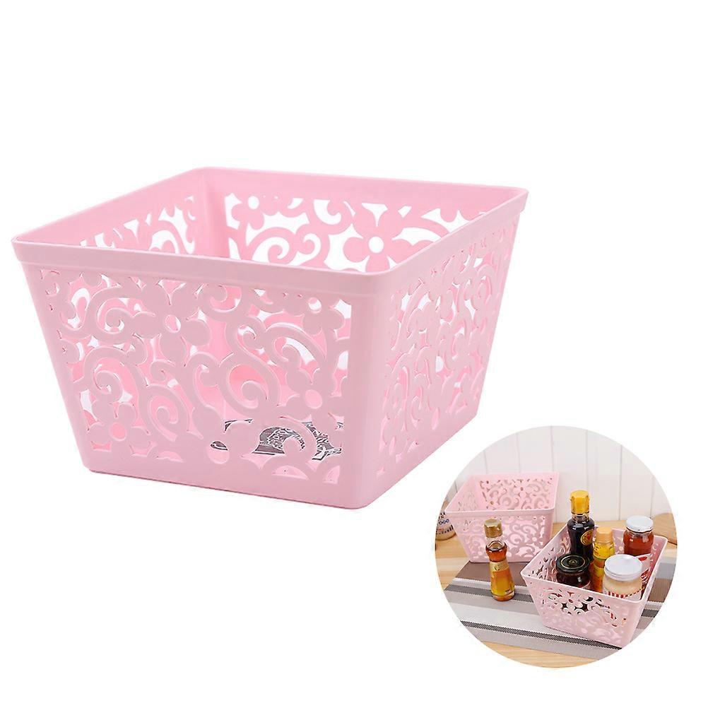 Hollow Basket Storage Box for Decoration Pink Stackable