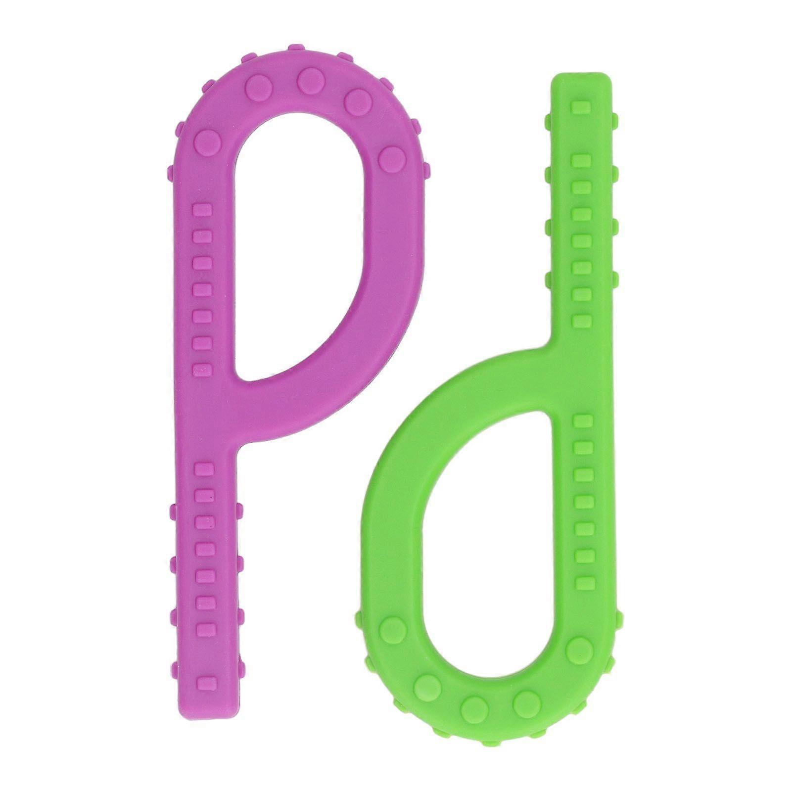 2pcs Baby P Shaped Teething Stick Kid Gum Relief Soft Elastic Silicone Sensory Chew Tube Toy for Home Type 2
