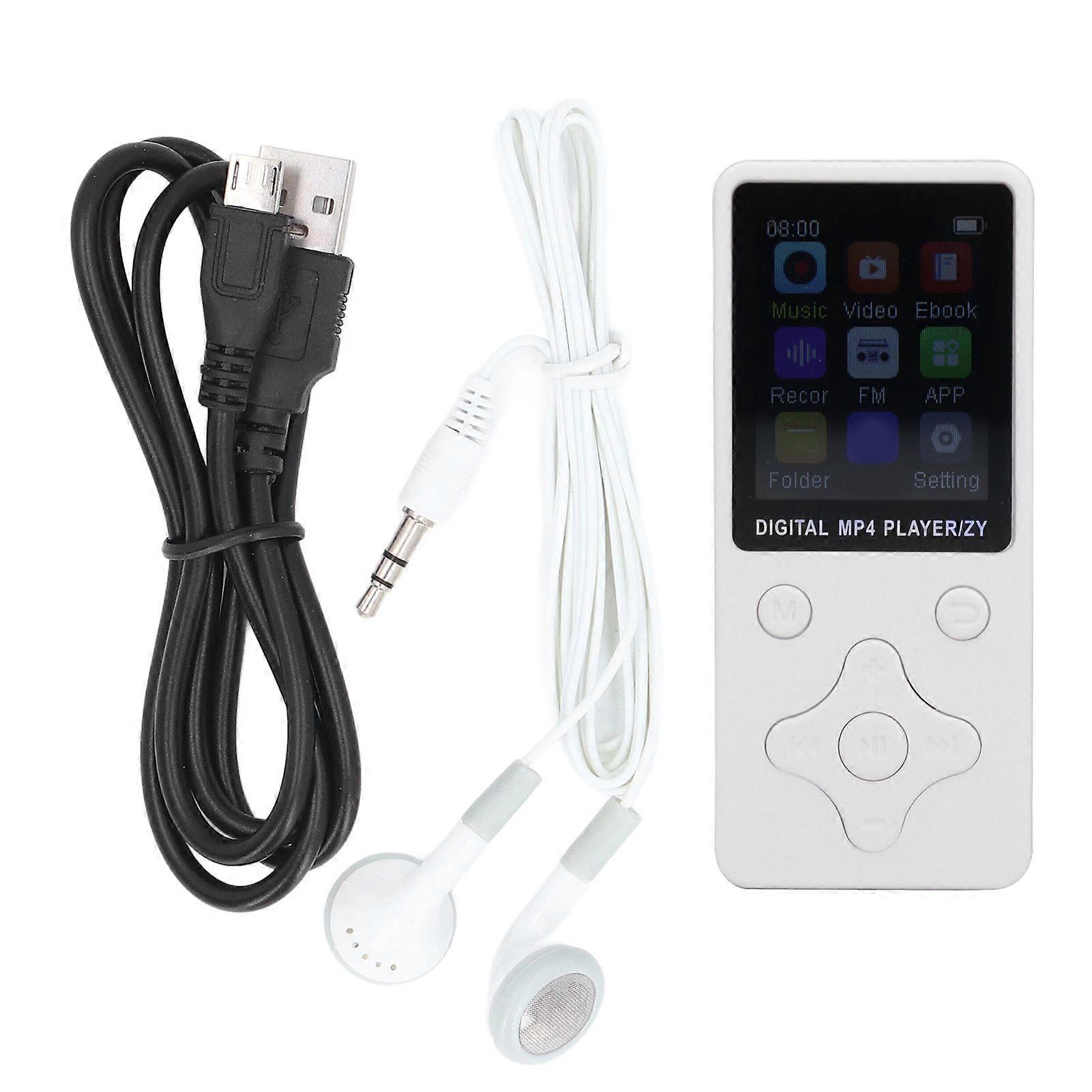 32GB MP3 MP4 Player with Bluetooth 5.0 1.8 Inch Screen Portable HiFi Music Player with Speaker Video E Book Support Up to 128GB White