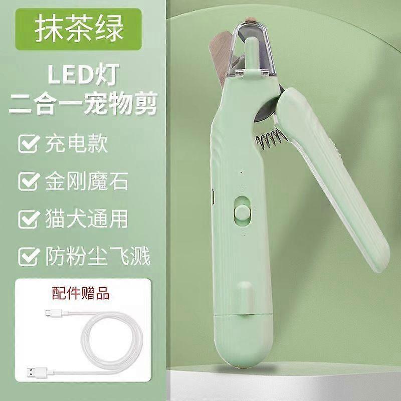 Type-C Rechargeable Dog & Cat Nail Clippers - LED Pet Nail Trimmer with Built-in Nail File, Extra Sharp Blades for Small & Medium Dogs, Indoor Cats