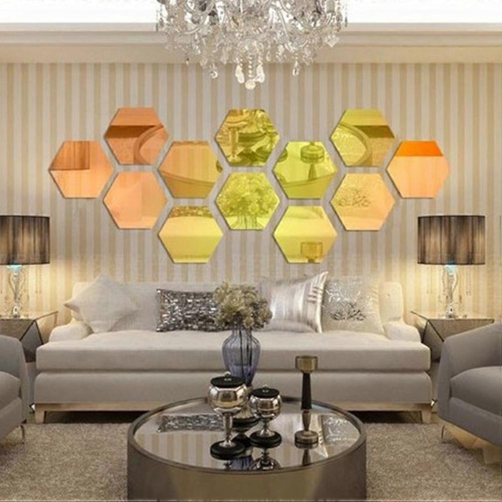 DIY Mirror Wall Decal Hexagon Pattern for Home Decor Featuring 36Pcs