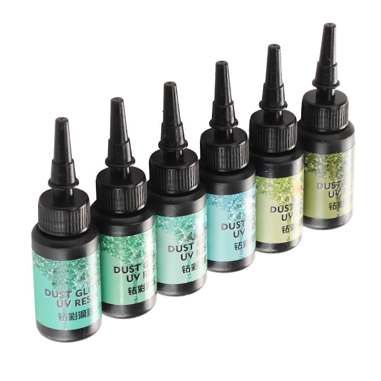 6pcs Green Series Colored UV Resin 10ml Fast Curing Pens