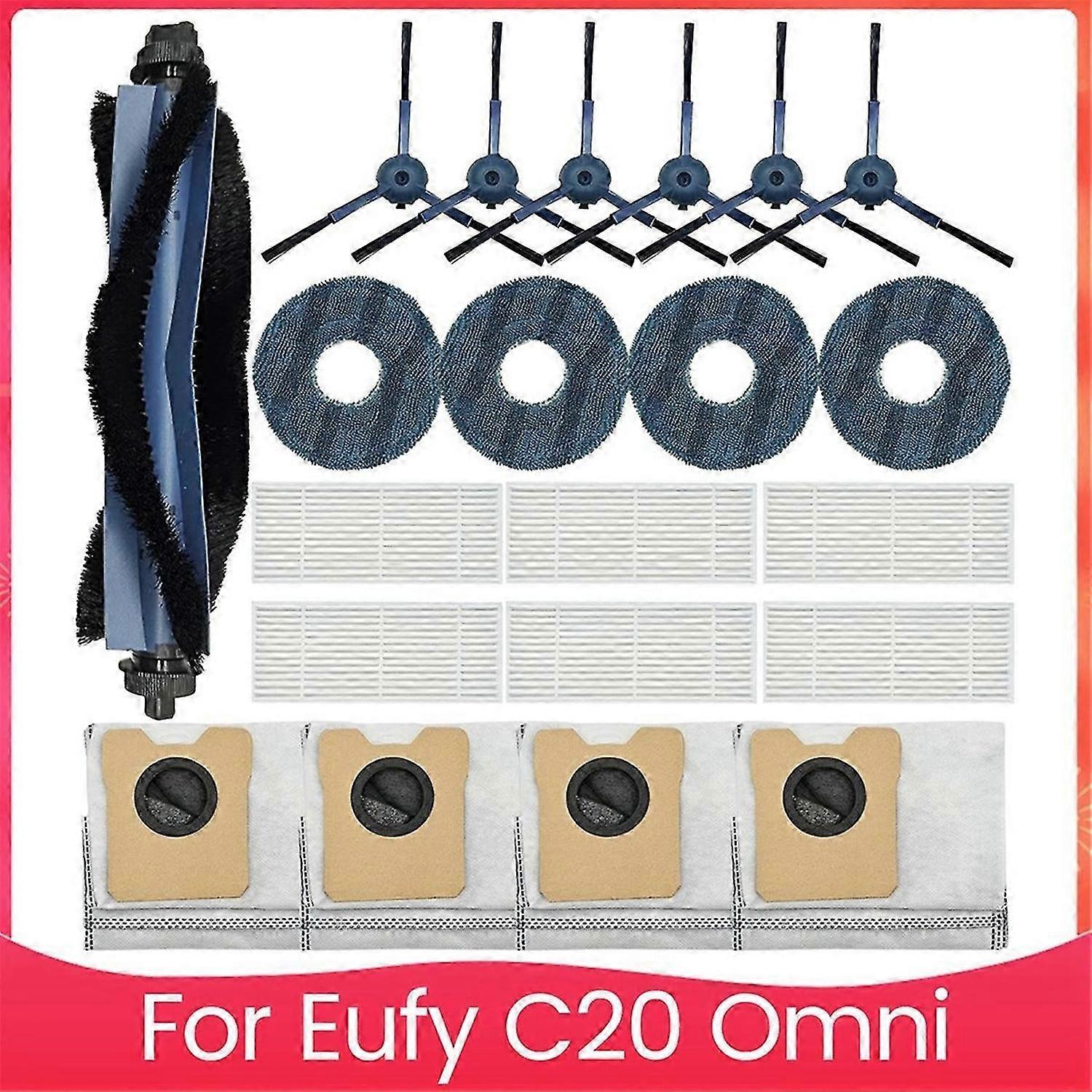 Accessories Kit for Eufy C20 Omni Robot Vacuum Cleaner Roller Brush Side Brushes Hepa Filters Mop Pa