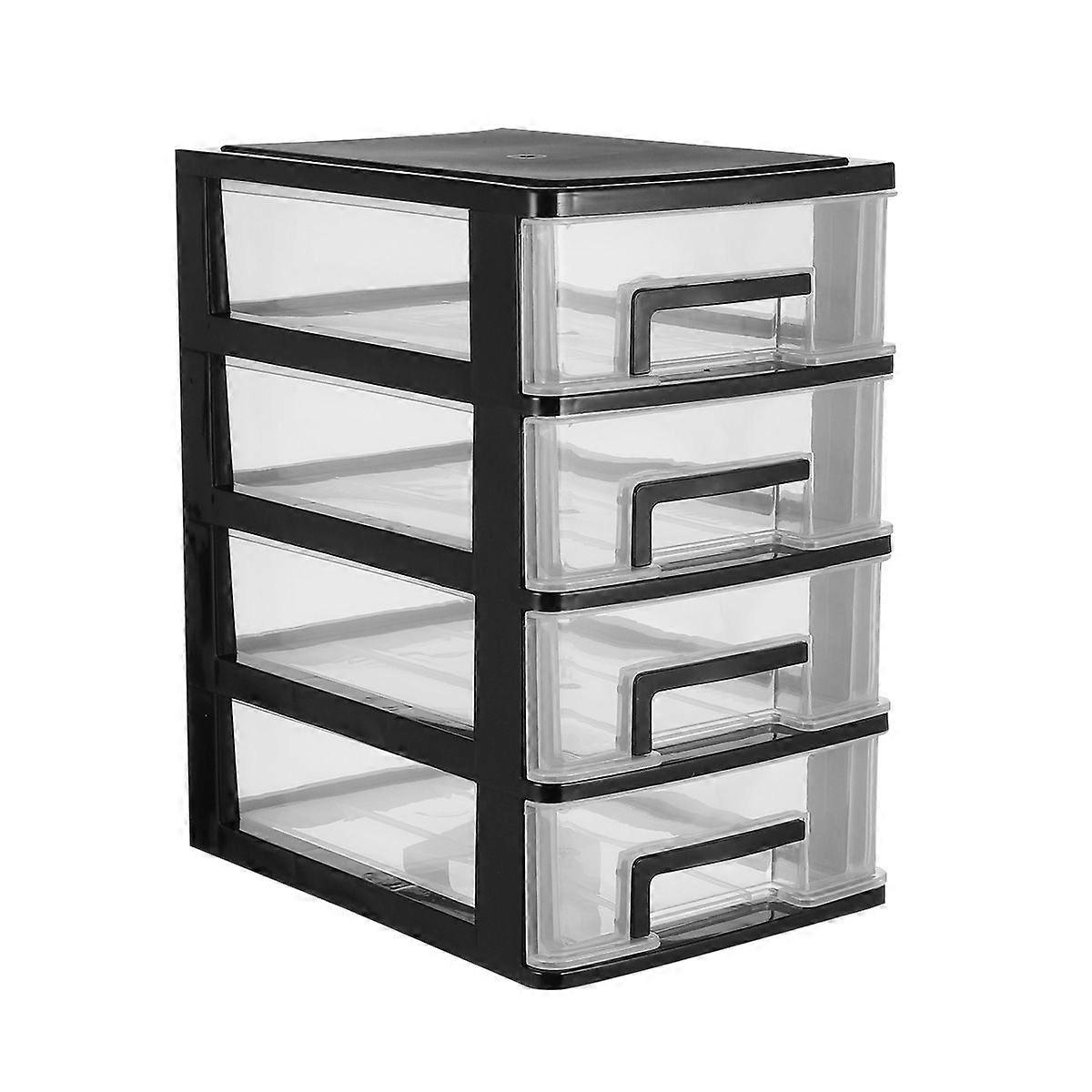 Four-layer Storage Cabinet Plastic Drawer Type Storage Box Portable Multifunctional Dustproof Storage Case Desktop Organizer Sundries Holder (Transpar