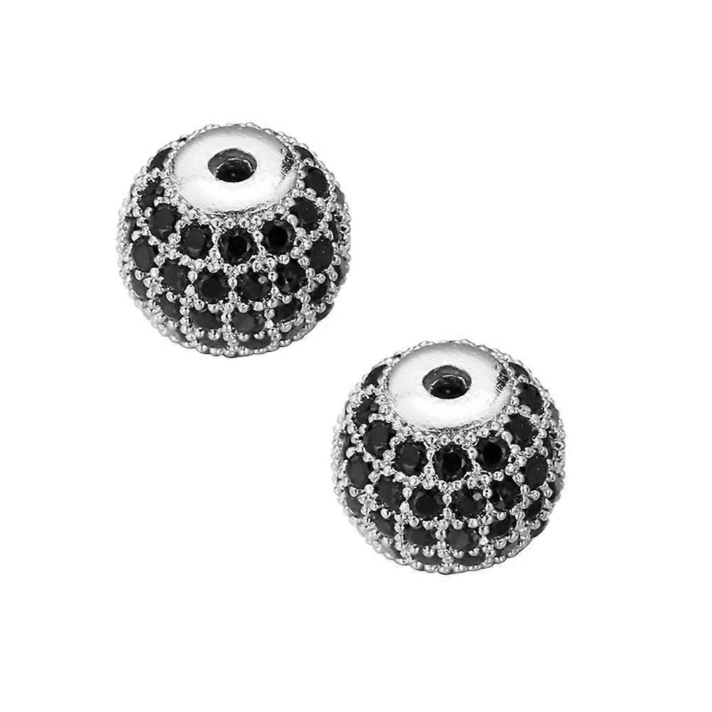 Loose Beads Micro Embedded Bracelet Beads for Decoration 10Pcs Silver Alloy